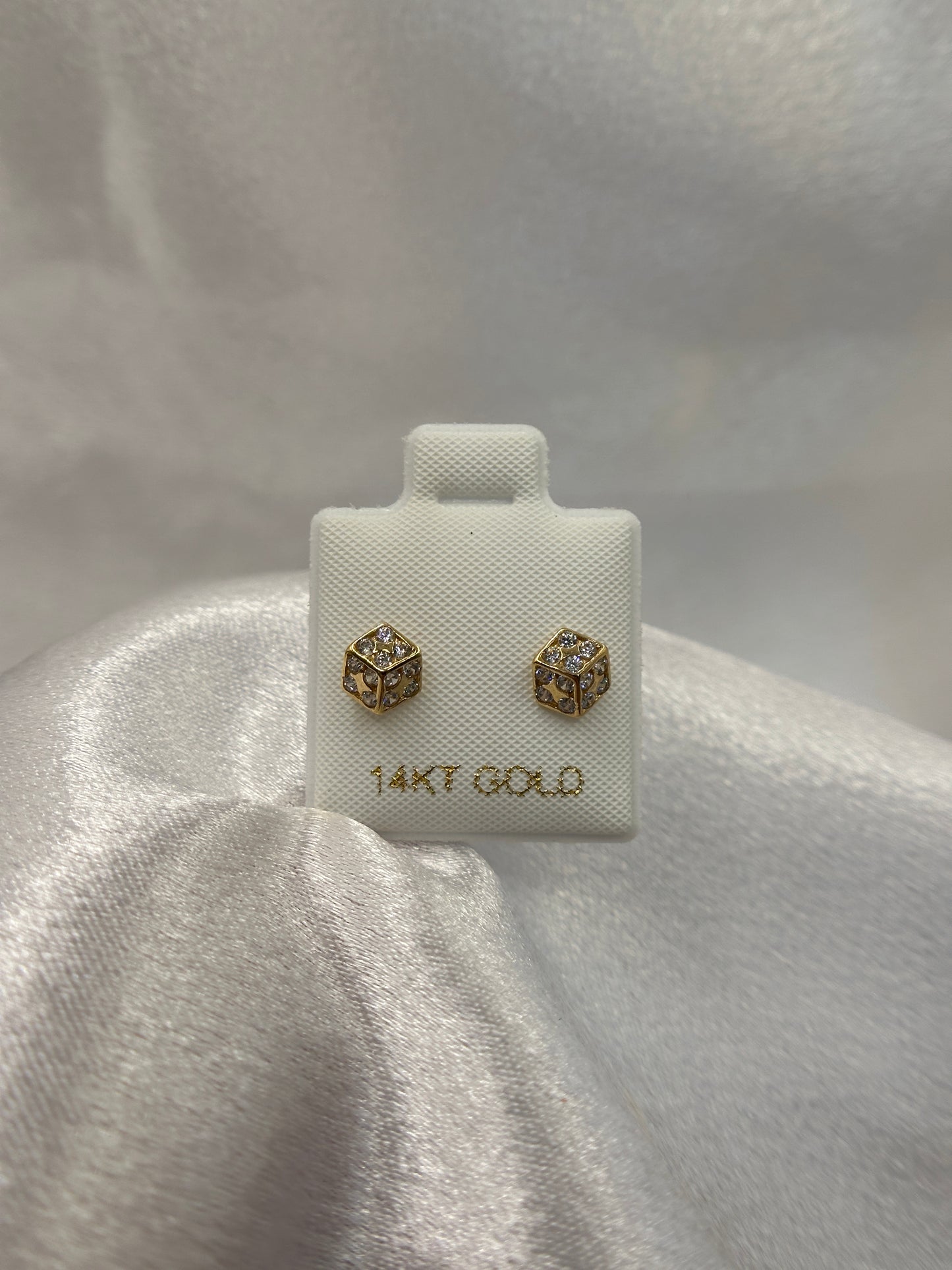 14K Gold Cube Dice Earrings