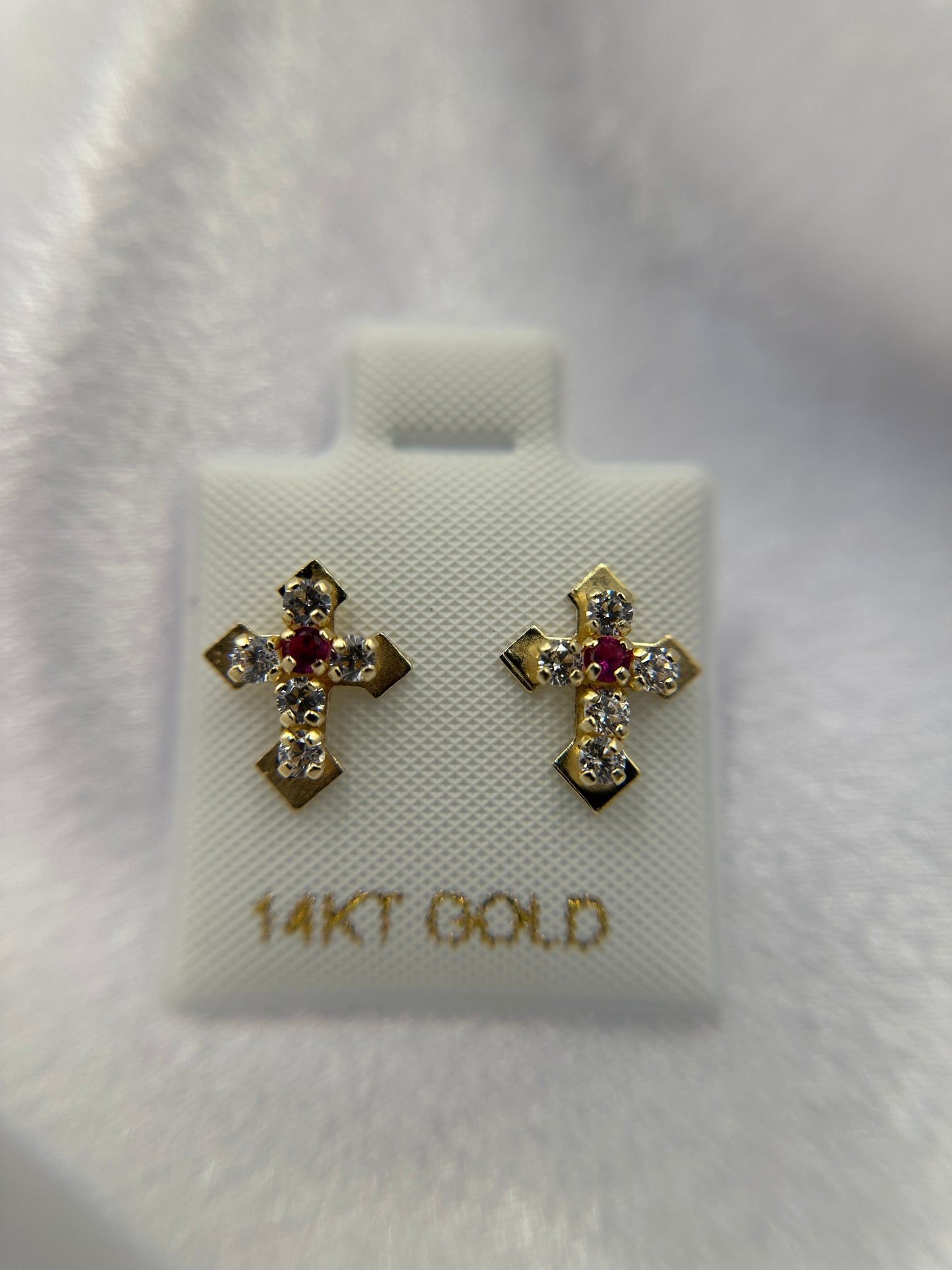 14K Gold Cross Earrings