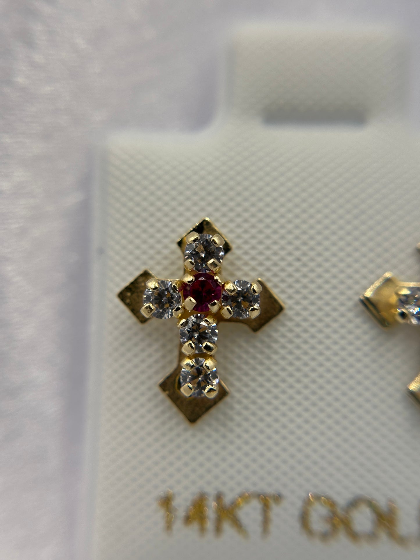 14K Gold Cross Earrings