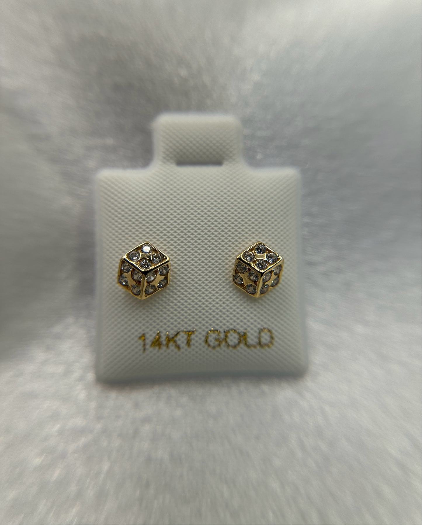 14K Gold Cube Dice Earrings