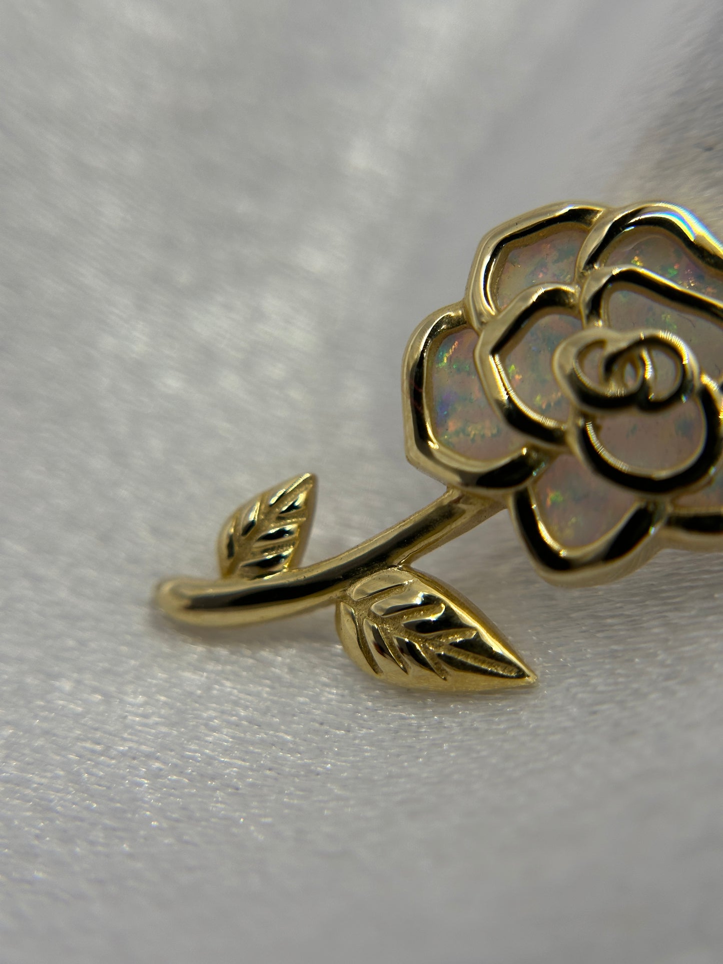 14k Gold Opal Rose Pendant