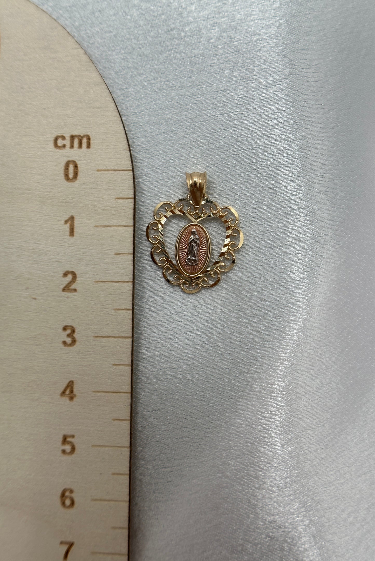 14k Tri-color Gold Virgin Mary Pendant