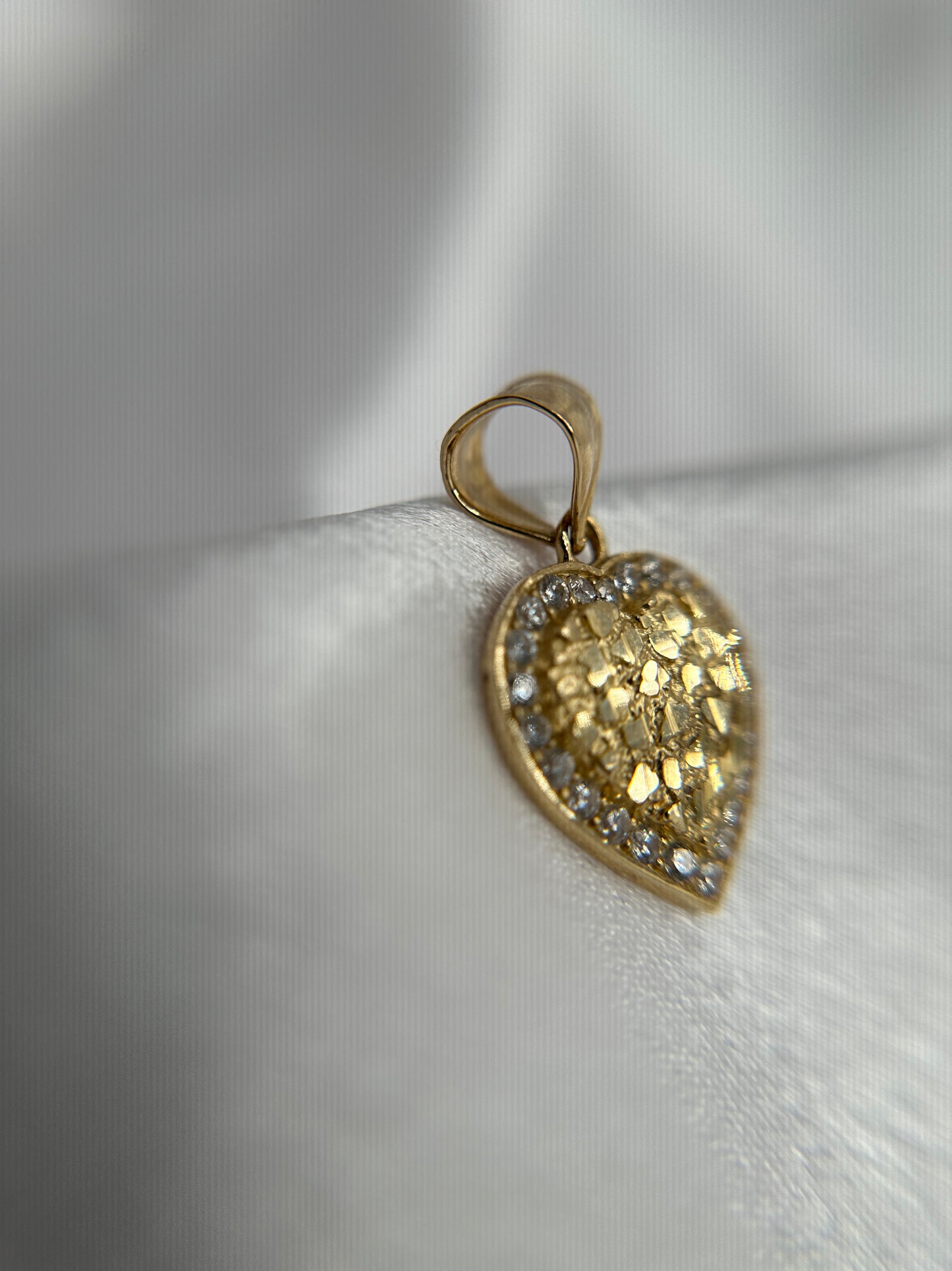 14K Gold Heart Nugget Pendant