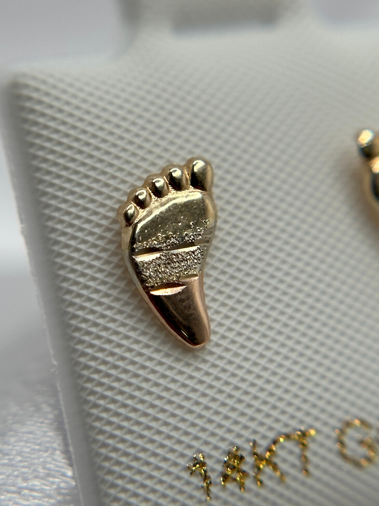 14k Tri-color Gold Feet Earrings