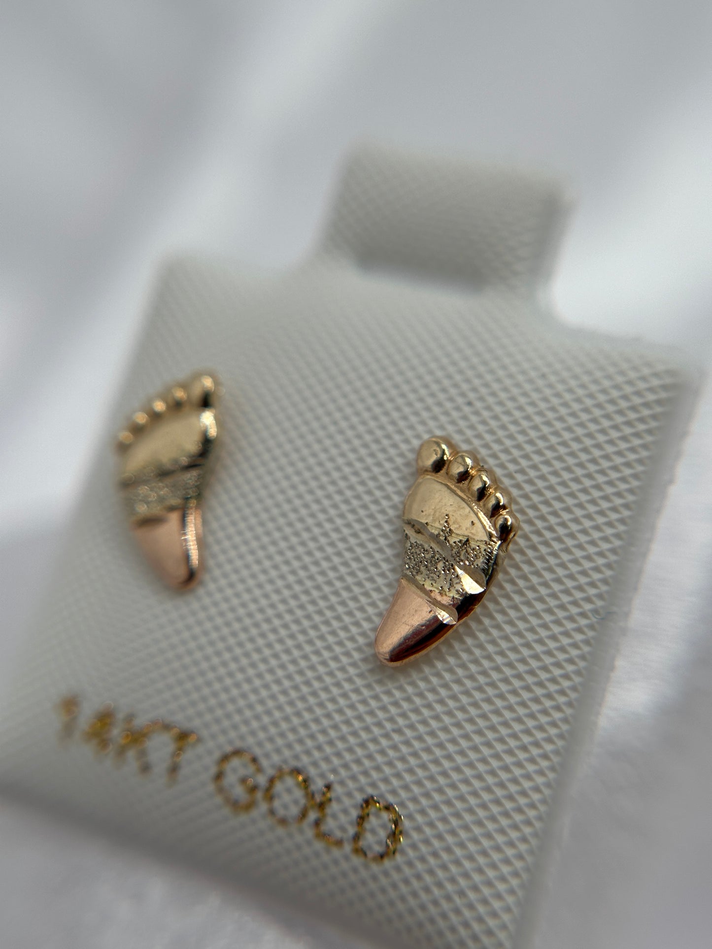 14k Tri-color Gold Feet Earrings