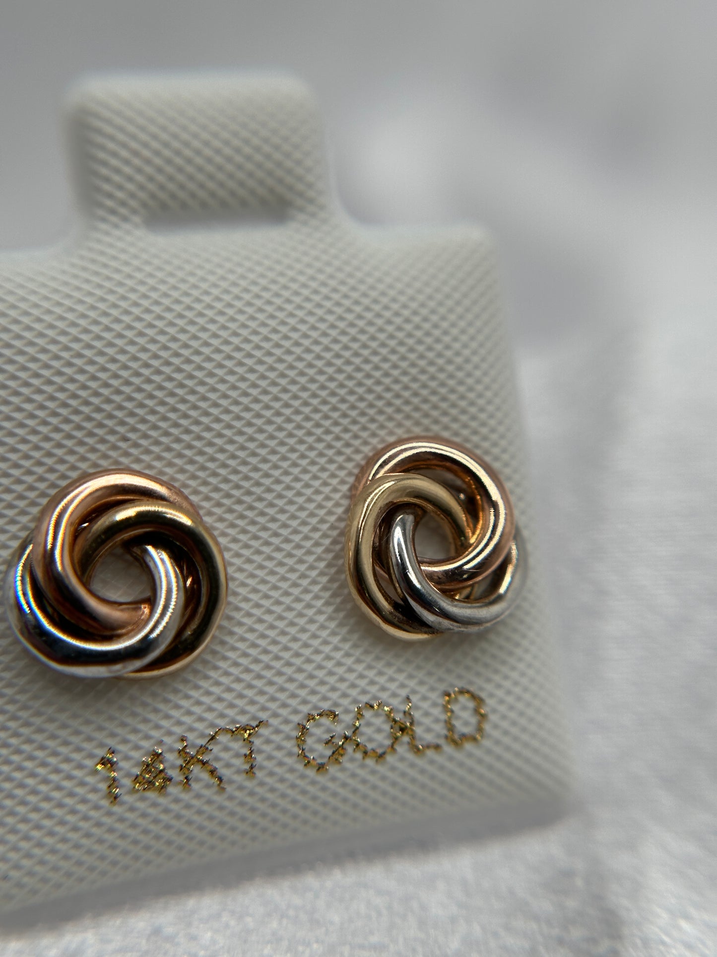 14k Tri-color Gold Knot Earrings