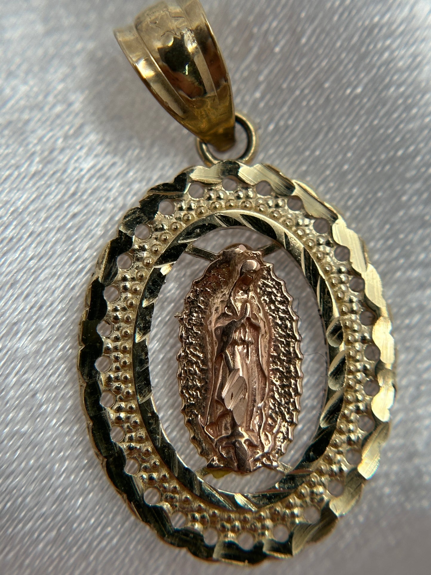 14k Two-Color Gold Virgin Mary Pendant