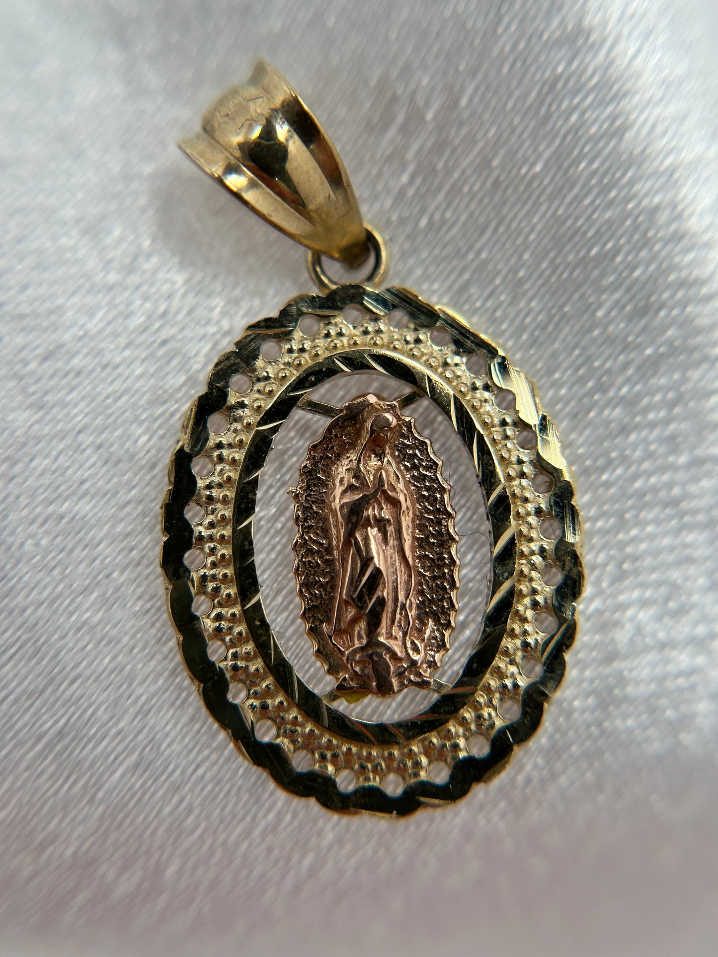 14k Two-Color Gold Virgin Mary Pendant