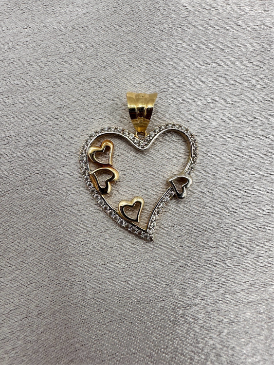 14K Tri-Color Gold Heart Pendant