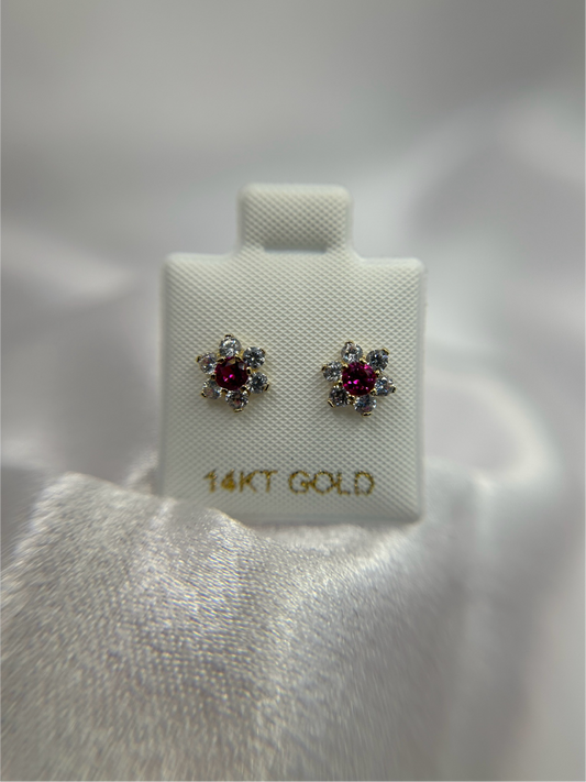 14k Gold Flower Earrings