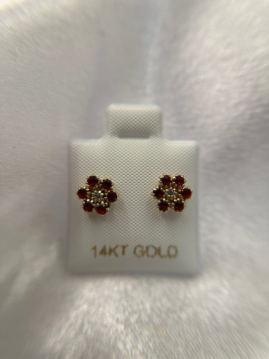 14K Gold Flower Earrings