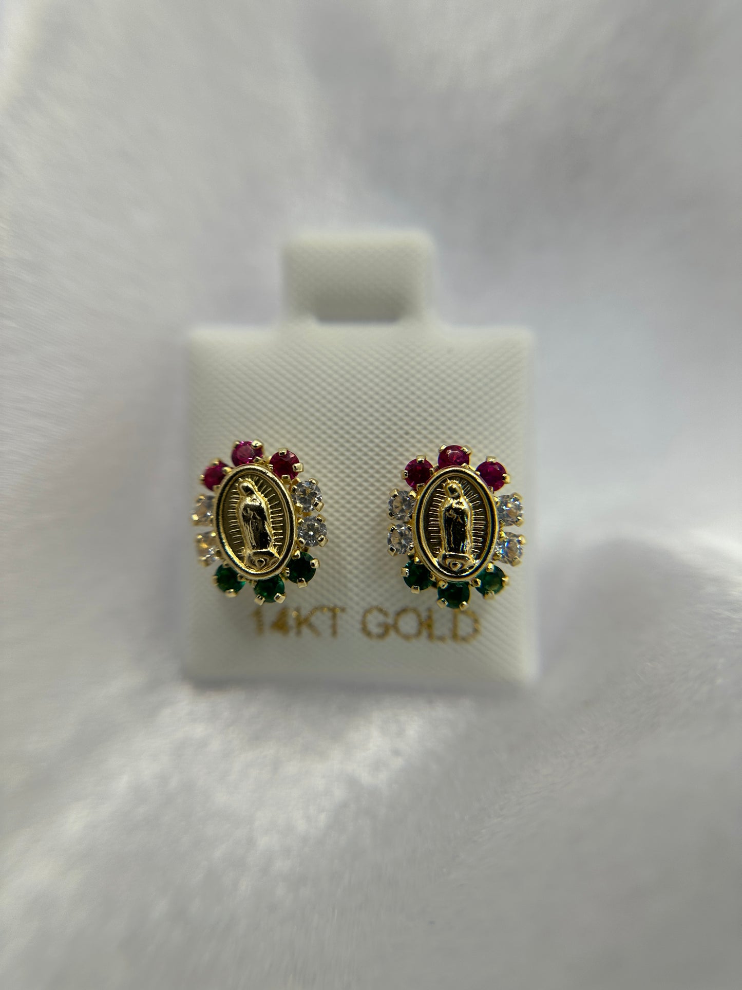 14K Gold Virgen de Guadalupe Earrings