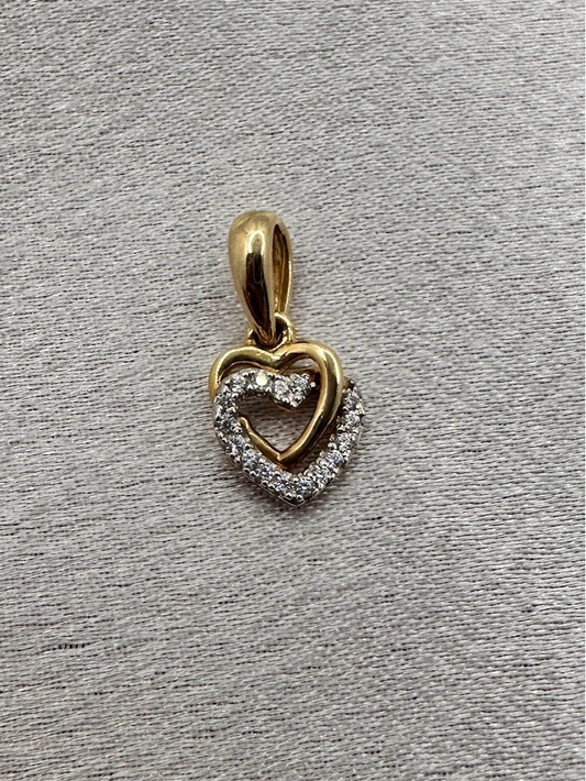 14K Gold Double Heart Pendant