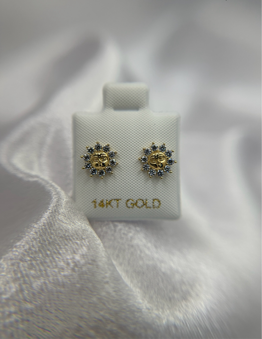 14K Gold Sun Earrings