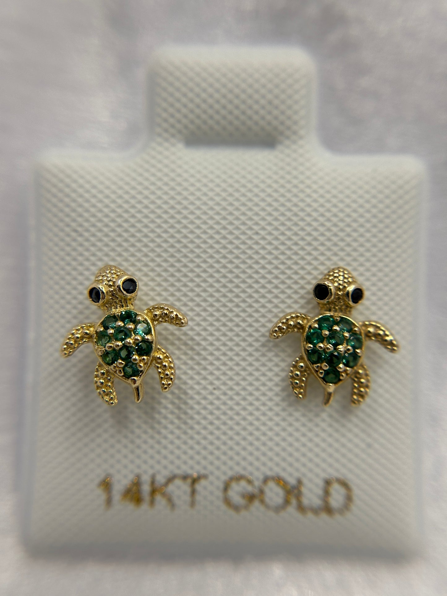 14k Gold Turtle Earrings
