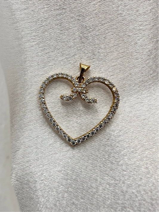14K Gold Heart CZ Pendant