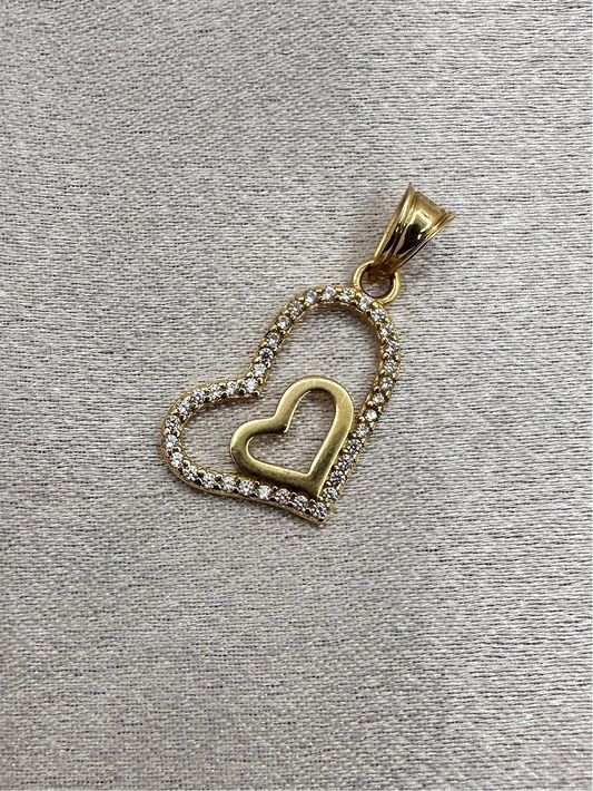 14K Gold Double Heart Pendant