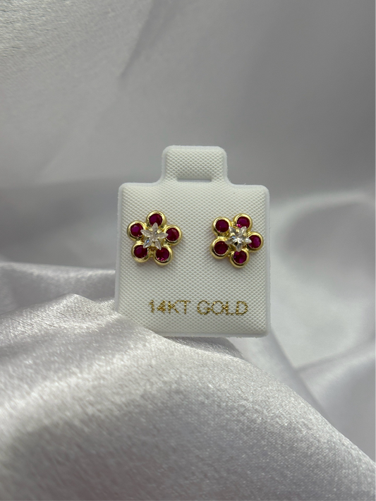 14k Gold Flower Earrings