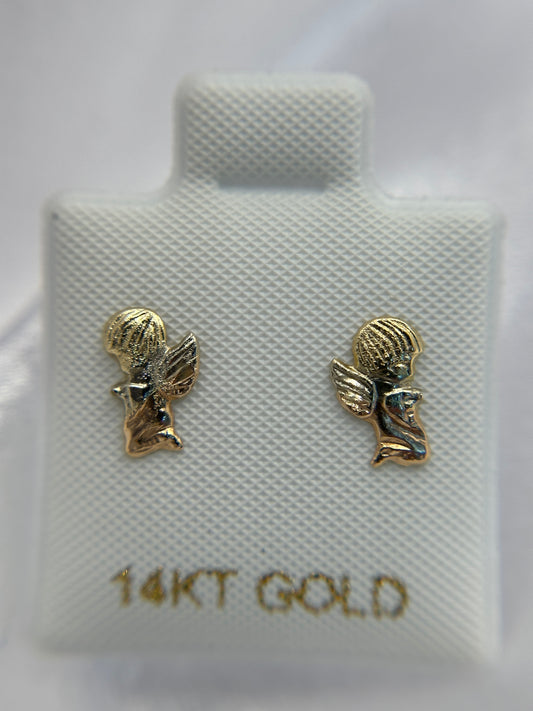14k Tri-color Gold Angel Earrings