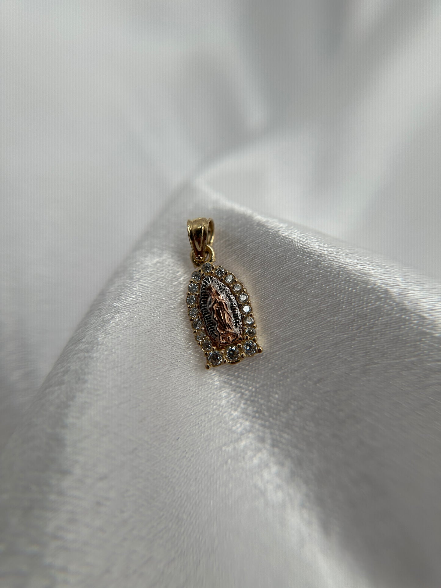 14k Gold Tri-color Gold Virgin Mary Pendant