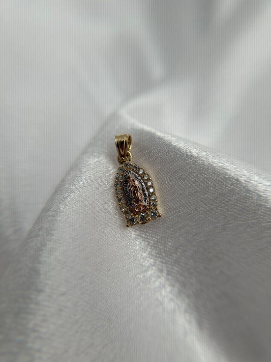14k Gold Tri-color Gold Virgin Mary Pendant