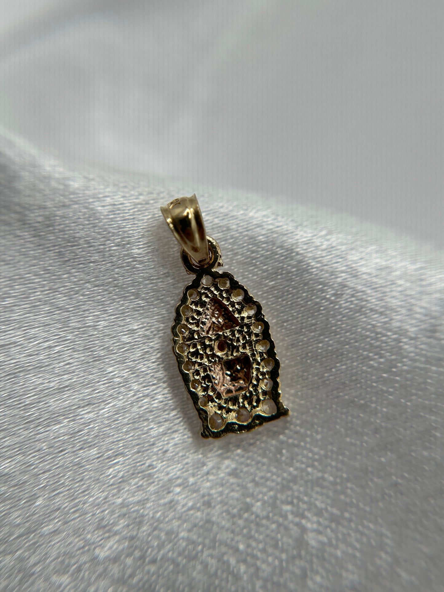14k Gold Tri-color Gold Virgin Mary Pendant