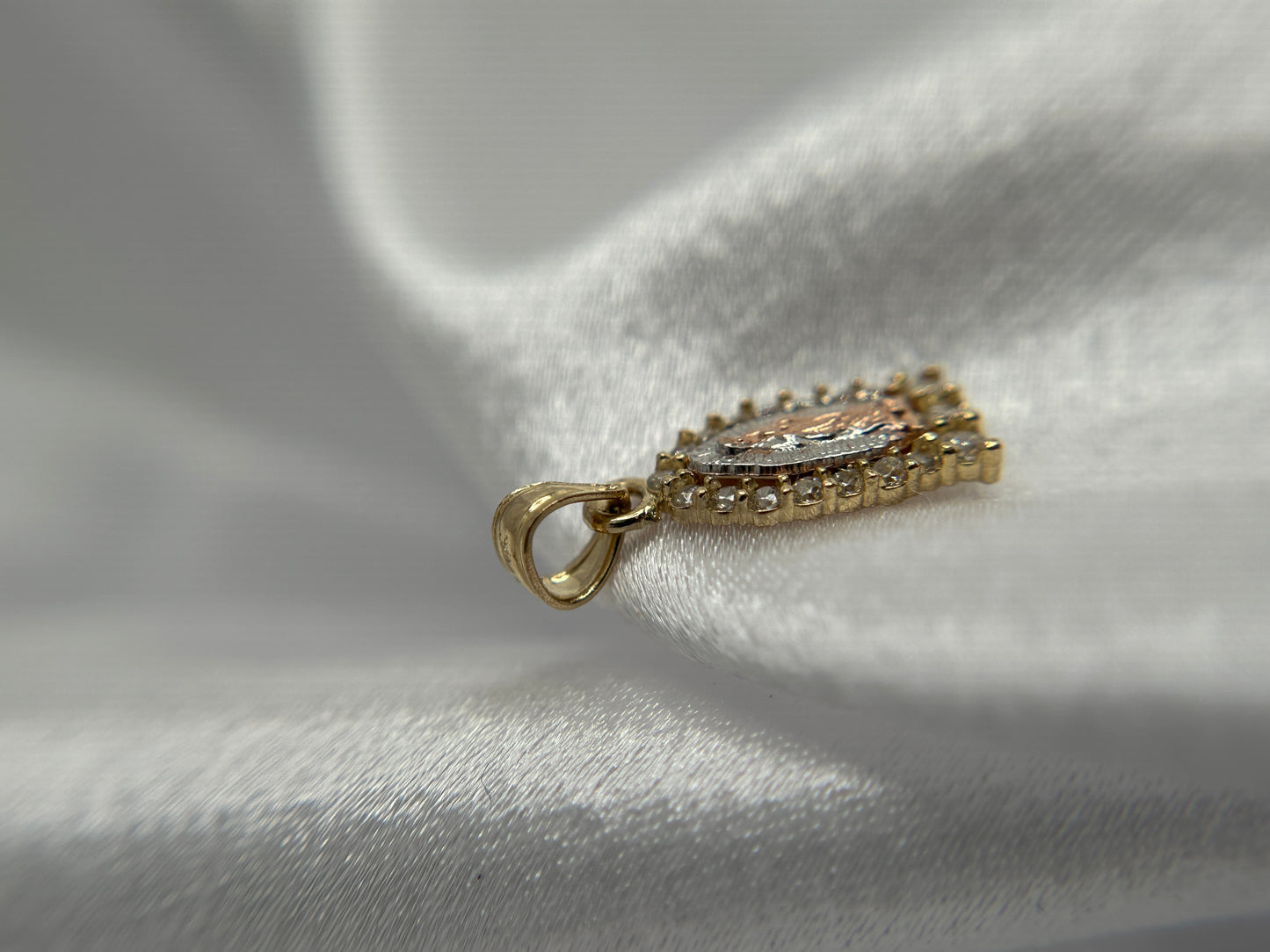 14k Gold Tri-color Gold Virgin Mary Pendant