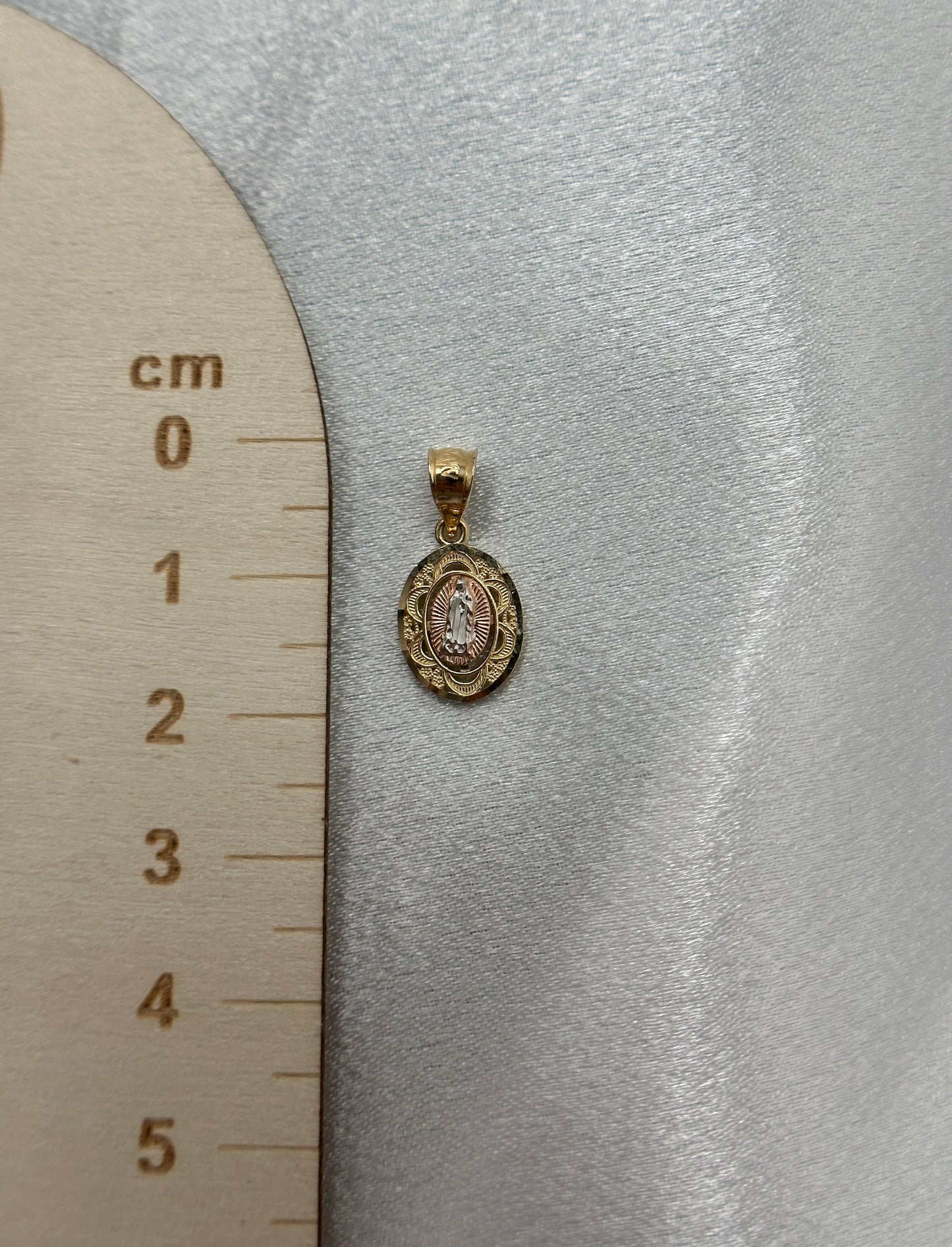 14k Tri-Color Gold Virgin Mary Pendant