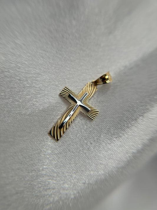 14k Two-color Gold Cross Pendant