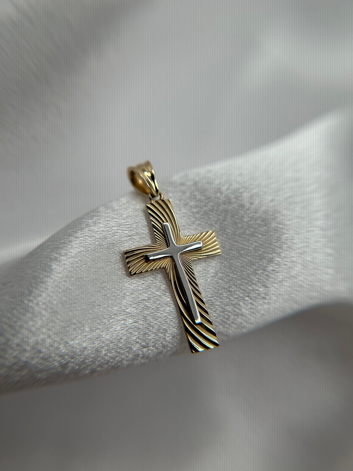 14k Two-color Gold Cross Pendant