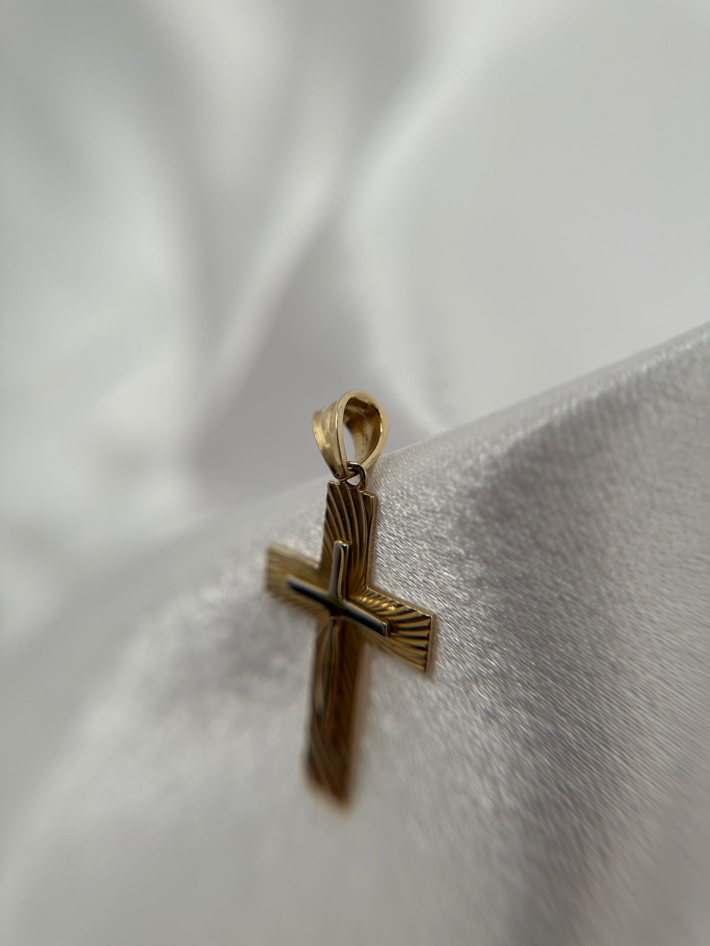 14k Two-color Gold Cross Pendant