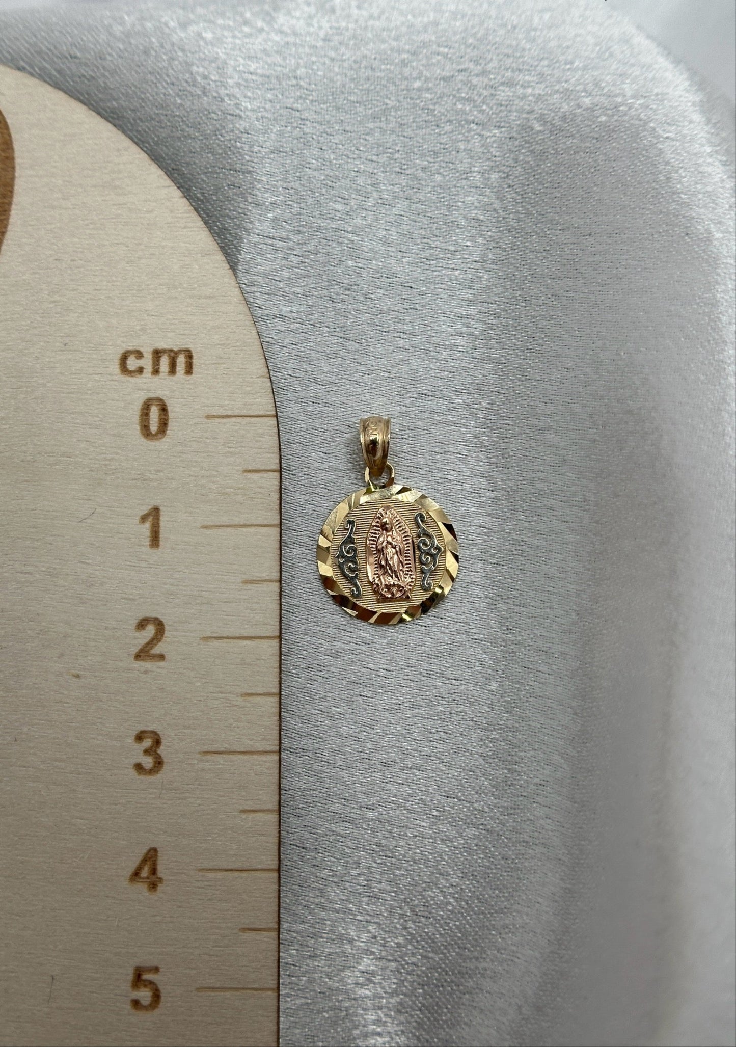 14k Tri-color Gold Virgin Mary Pendant