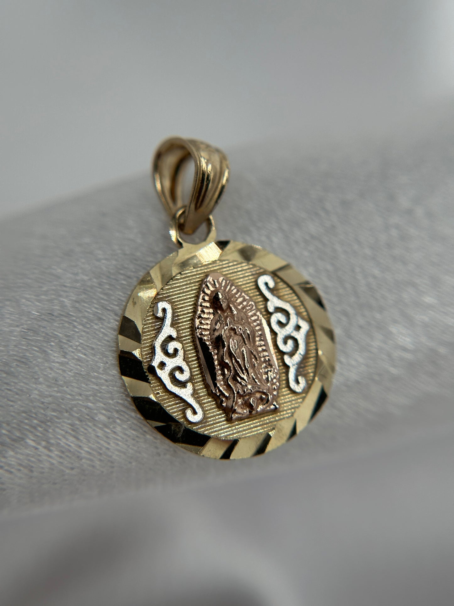 14k Tri-color Gold Virgin Mary Pendant