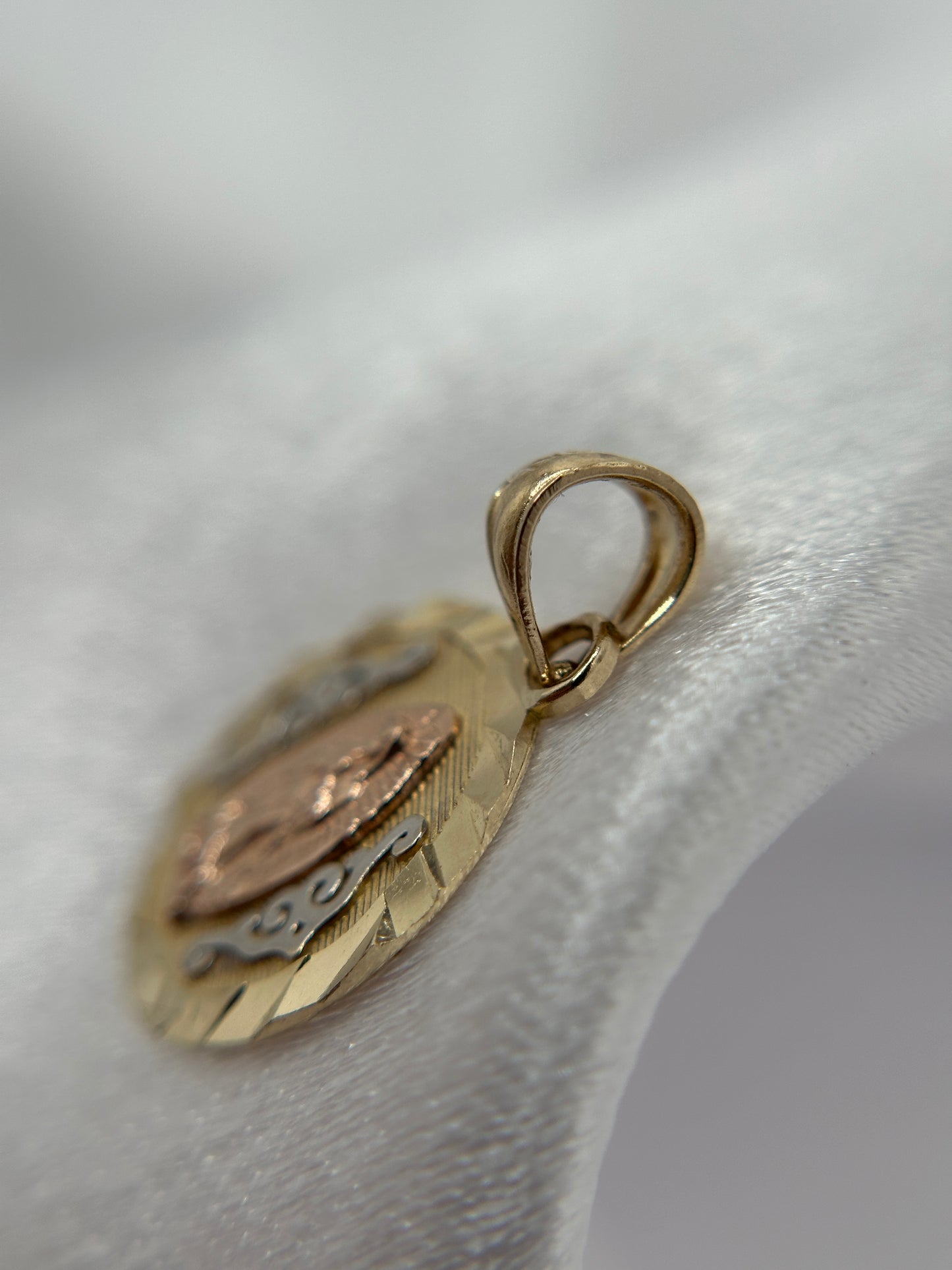 14k Tri-color Gold Virgin Mary Pendant
