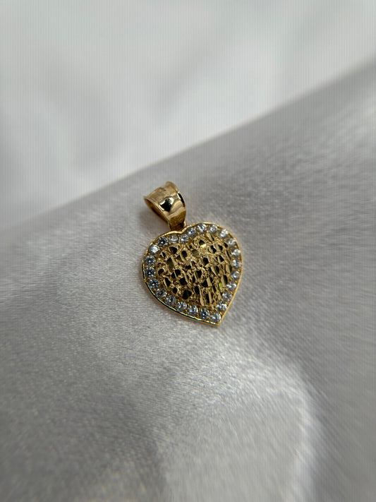 14K Gold Heart Nugget Pendant
