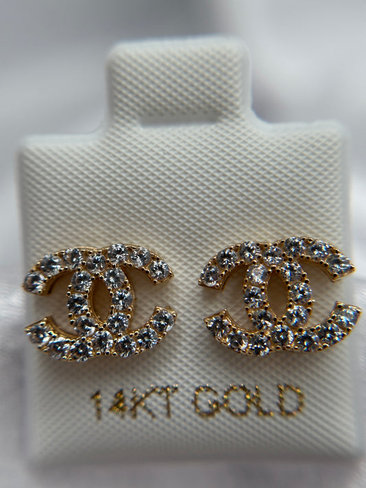 14k Gold Fancy CC Earrings