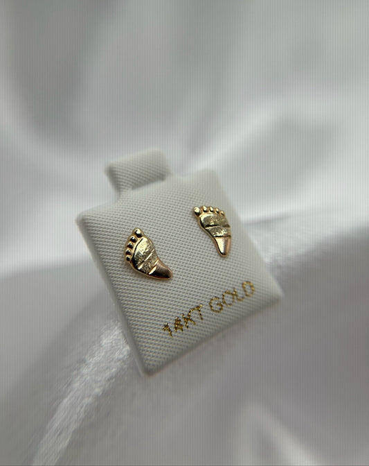 14k Tri-color Gold Feet Earrings