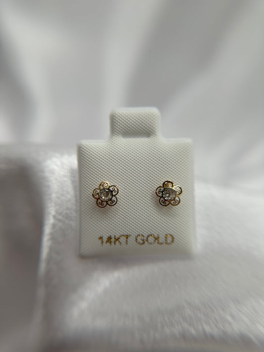 14k Gold Flower Earrings