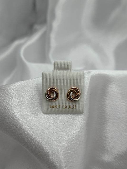 14k Tri-color Gold Knot Earrings