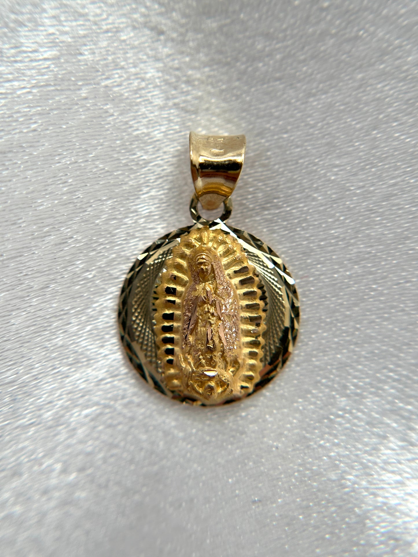 14k Tri-Color Gold Religious Double Sided Pendant