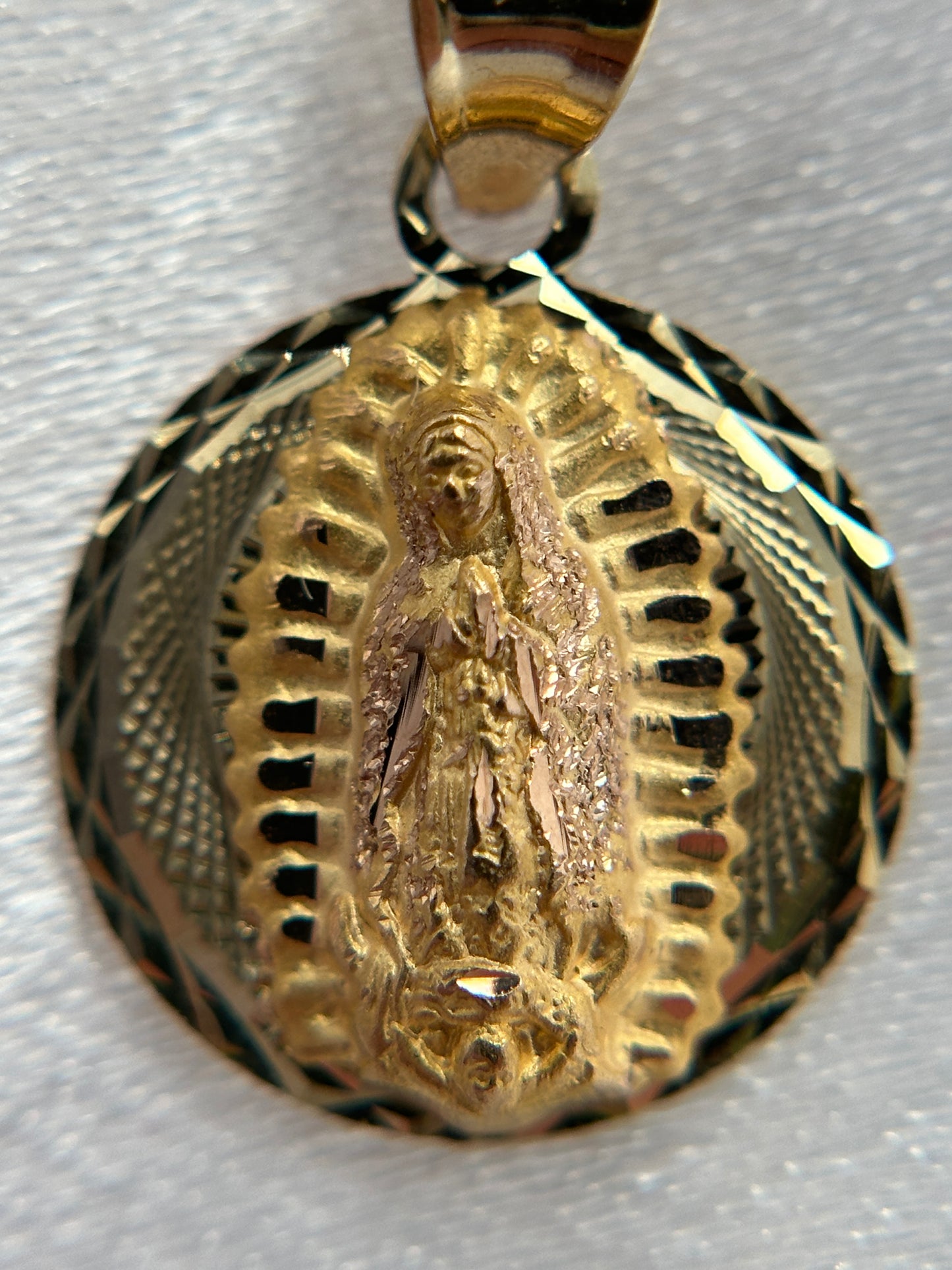14k Tri-Color Gold Religious Double Sided Pendant