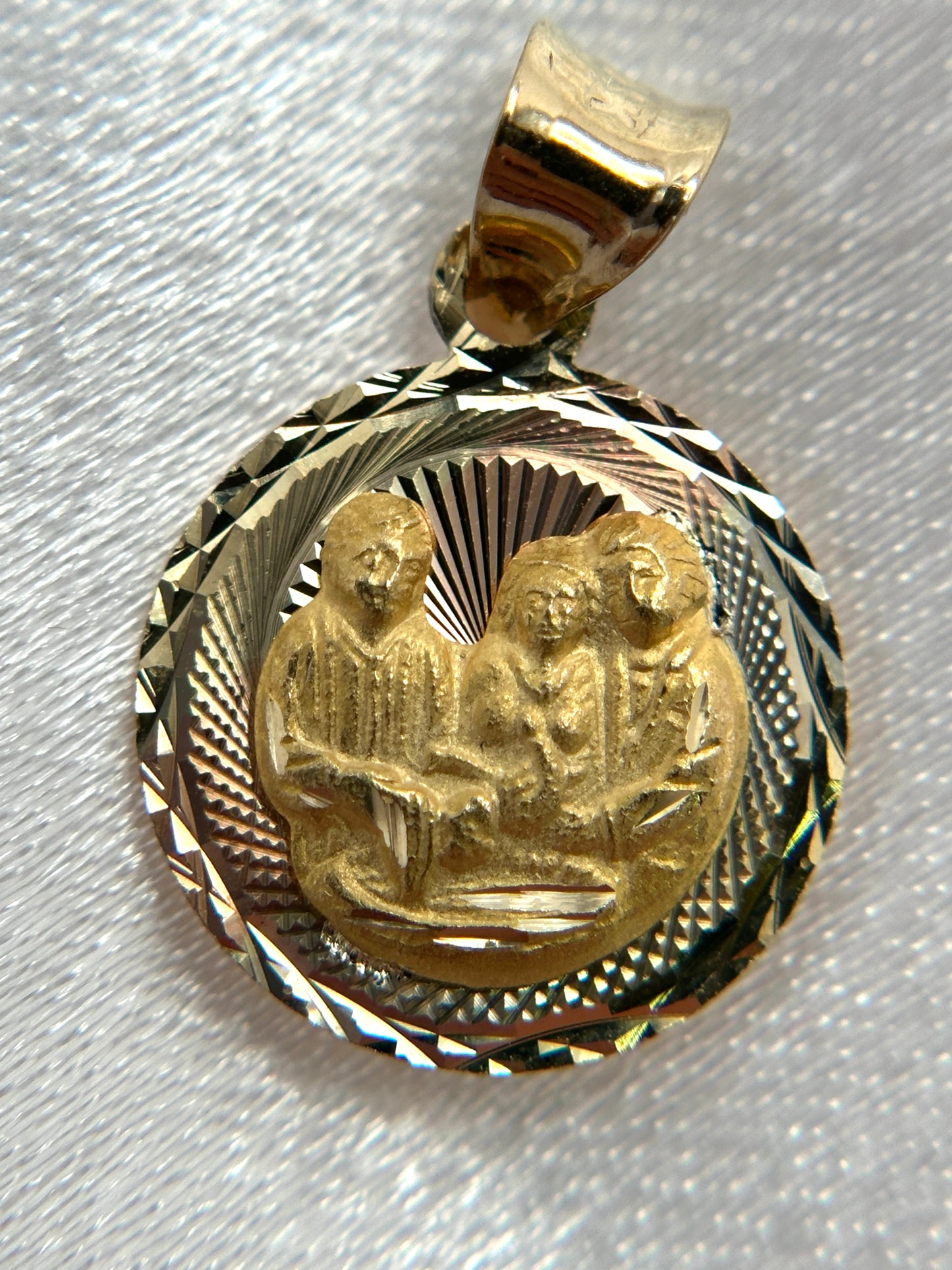 14k Tri-Color Gold Religious Double Sided Pendant