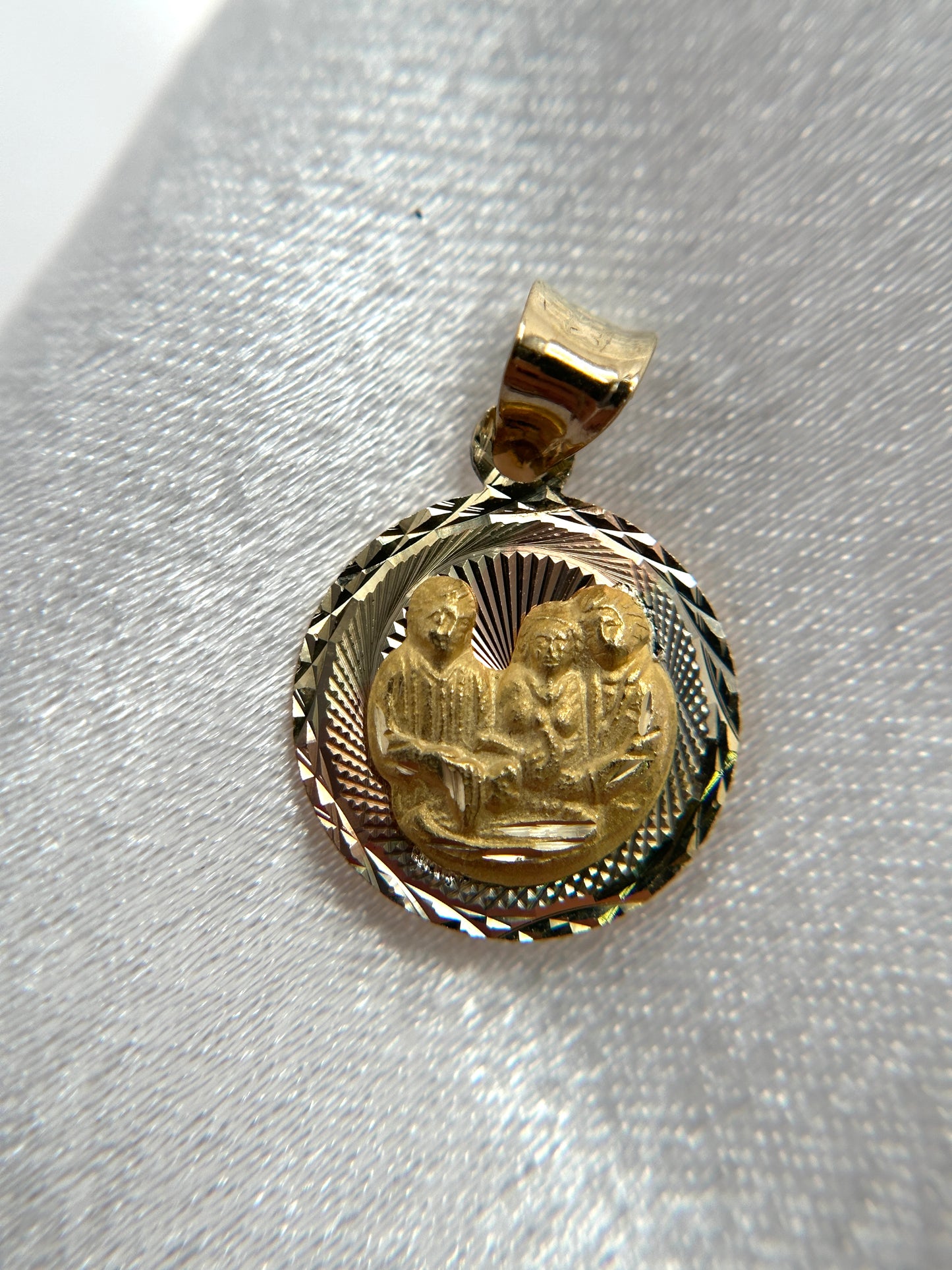 14k Tri-Color Gold Religious Double Sided Pendant