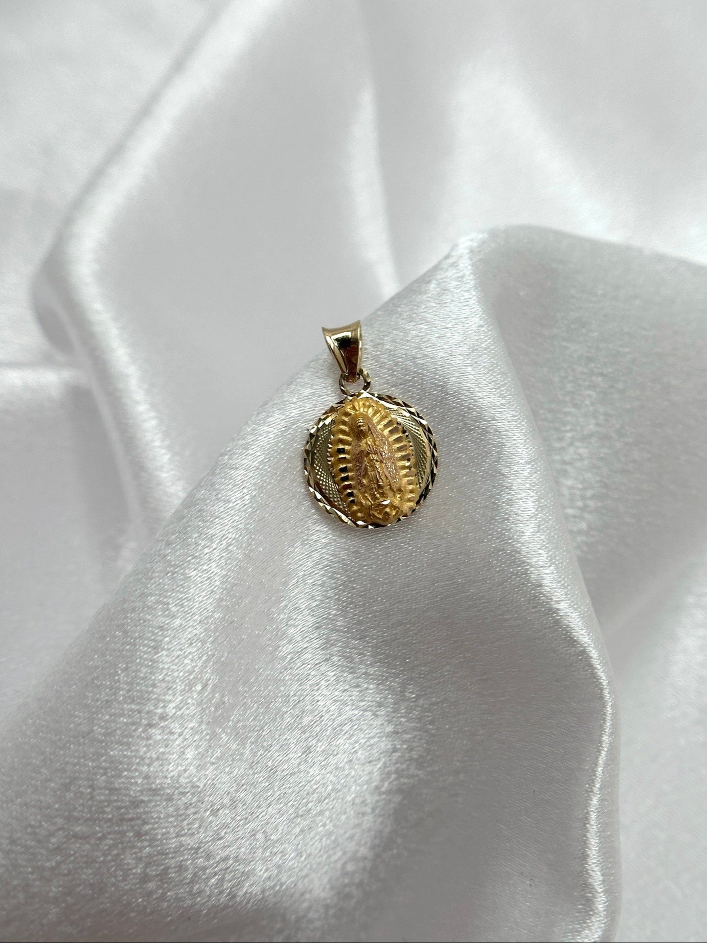 14k Tri-Color Gold Religious Double Sided Pendant