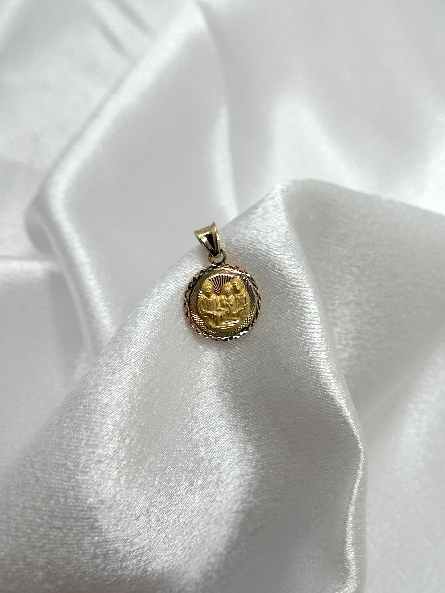 14k Tri-Color Gold Religious Double Sided Pendant
